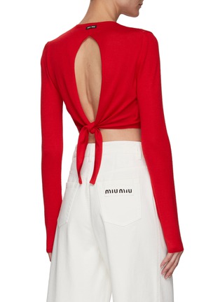 Back View - Click To Enlarge - MIU MIU - KEYHOLE TIED BACK KNITTED CROPPED TOP