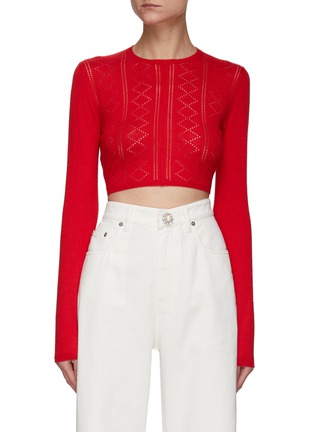 Main View - Click To Enlarge - MIU MIU - KEYHOLE TIED BACK KNITTED CROPPED TOP