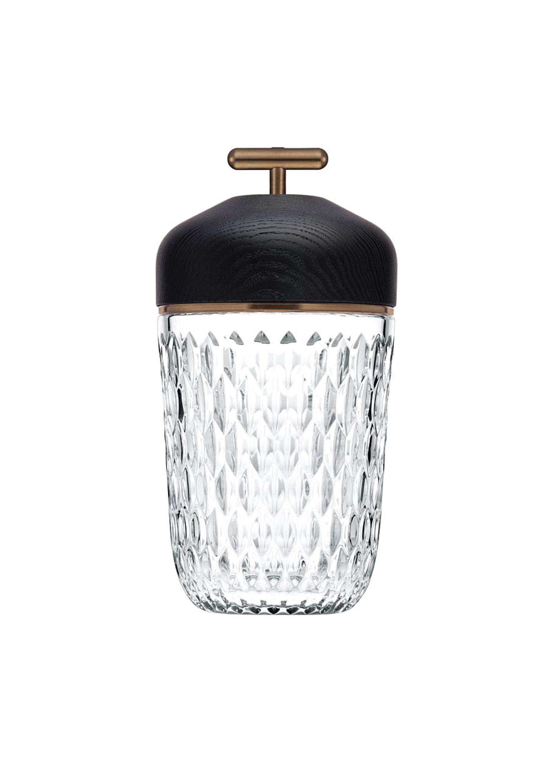 Folia Crystal Black Wood Portable LED Lamp