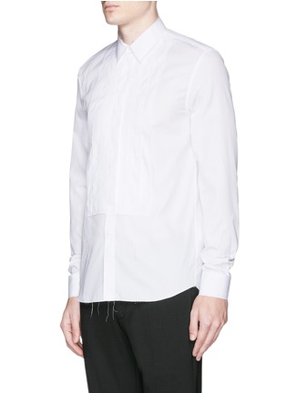 Front View - Click To Enlarge - GIVENCHY - Raw edge bib cotton poplin shirt