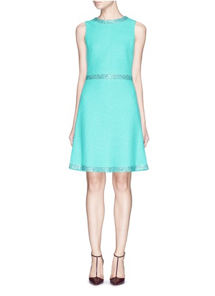 Main View - Click To Enlarge - ST. JOHN - Stud strass trim shimmer knit dress