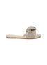 Main View - Click To Enlarge - RODO - LAME CALF LEATHER CRYSTAL KNOT FLAT SLIDES