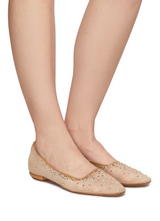 Figure View - Click To Enlarge - RODO - Crystal Embellished Mesh Skimmer Flats