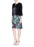 Figure View - Click To Enlarge - ST. JOHN - Sheer trim floral print silk charmeuse dress
