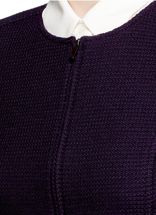 Detail View - Click To Enlarge - ST. JOHN - Shirred peplum textured knit zip jacket