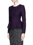 Front View - Click To Enlarge - ST. JOHN - Shirred peplum textured knit zip jacket