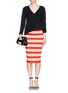 Figure View - Click To Enlarge - ST. JOHN - Variegated stripe knit pencil skirt