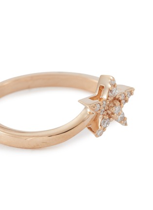 Detail View - Click To Enlarge - BEE GODDESS - ‘Starlight' Diamond 14k Rose Gold Sirius Star Bended Ring