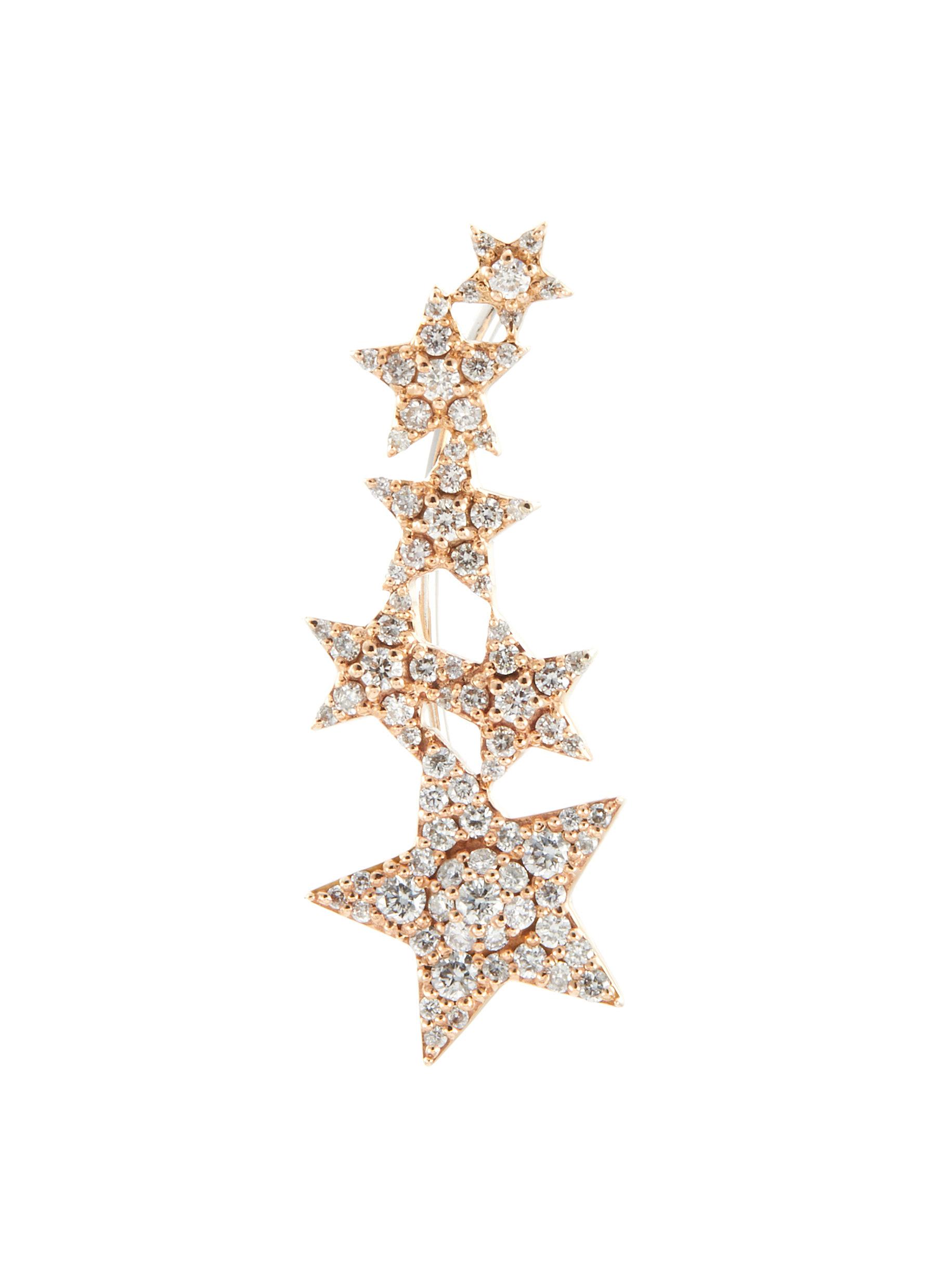 BEE GODDESS 'Starlight' Diamond 14k Rose Gold Sirius Star Earcuffs