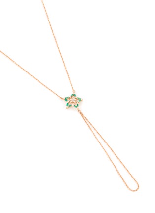 Detail View - Click To Enlarge - BEE GODDESS - ‘Starlight' Diamond Emerald 14k Rose Gold Sirius Star Necklace