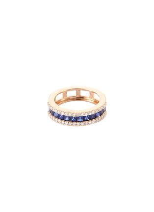 Main View - Click To Enlarge - BEE GODDESS - ‘Mondrian' Diamond Sapphire 14k Gold Ring