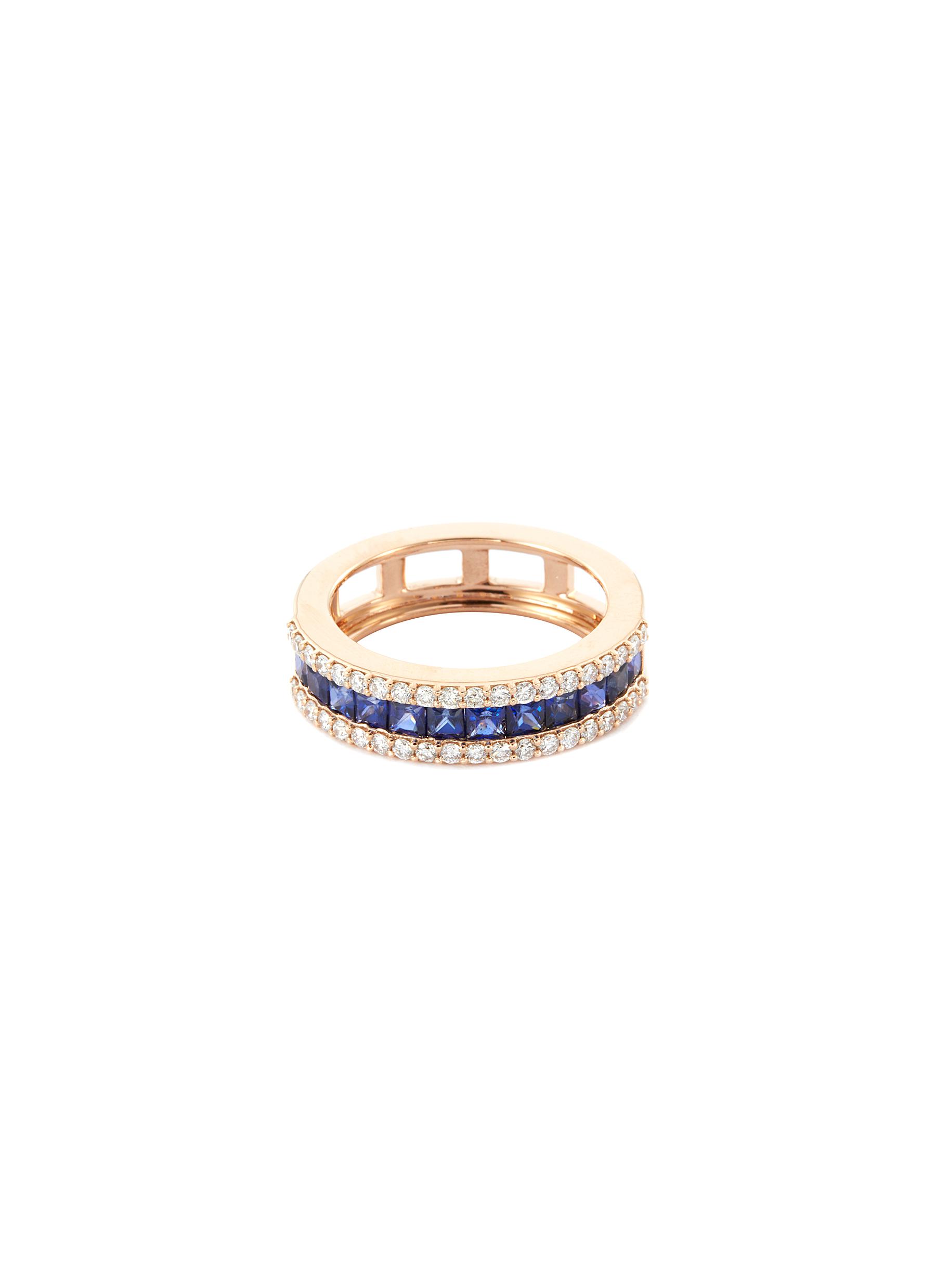 BEE GODDESS 'Mondrian' Diamond Sapphire 14k Gold Ring