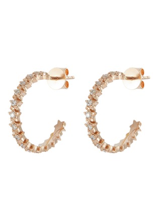 Main View - Click To Enlarge - BEE GODDESS - ‘Starlight' Diamond 14k Rose Gold Hoop Earrings