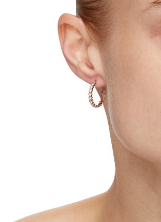 Figure View - Click To Enlarge - BEE GODDESS - ‘Starlight' Diamond 14k Rose Gold Hoop Earrings