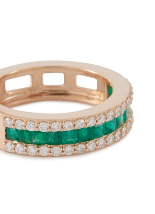 Detail View - Click To Enlarge - BEE GODDESS - ‘Mondrian' Diamond Emerald 14k Gold Ring