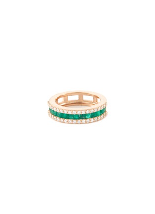 Main View - Click To Enlarge - BEE GODDESS - ‘Mondrian' Diamond Emerald 14k Gold Ring