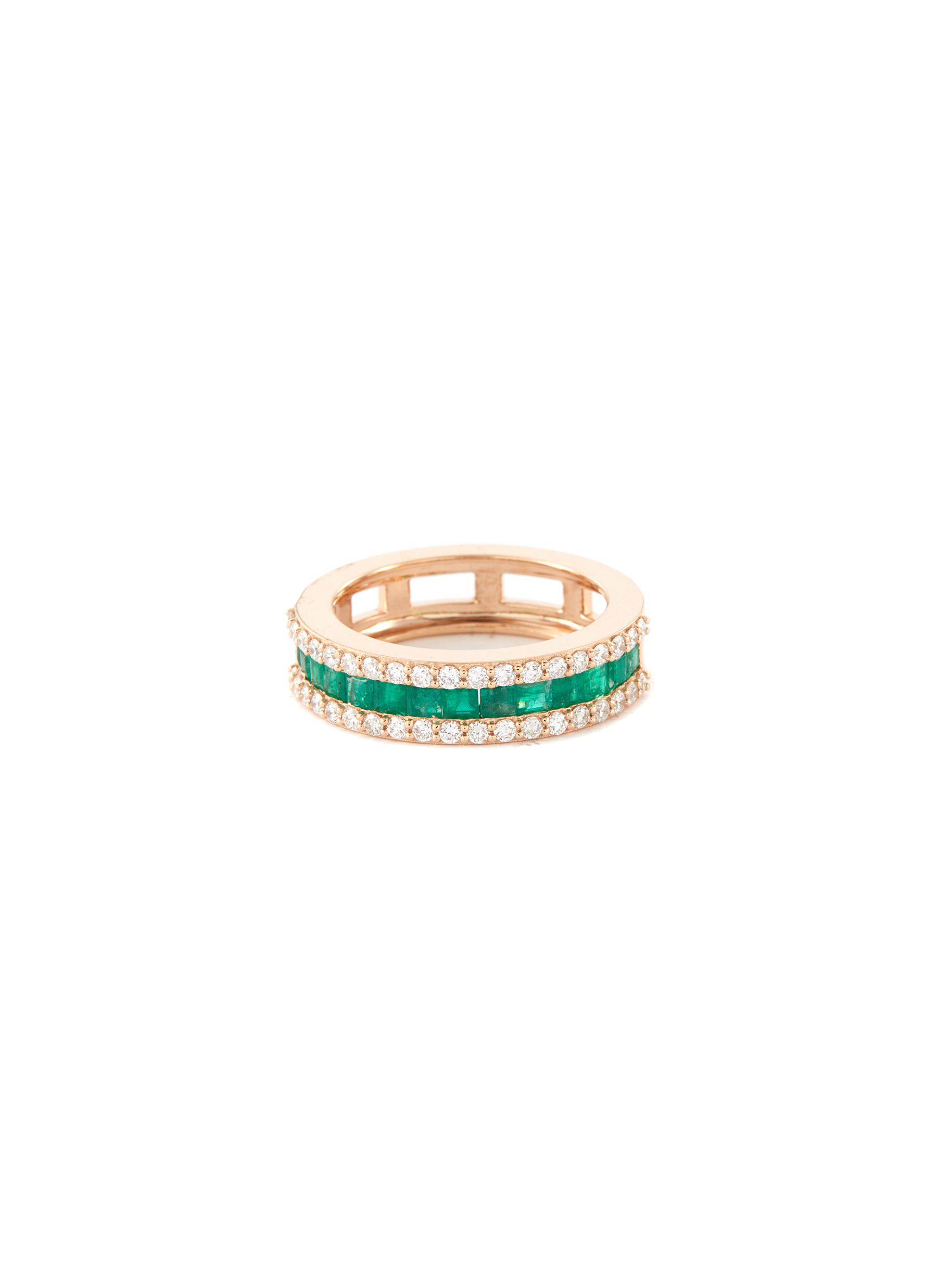 BEE GODDESS 'Mondrian' Diamond Emerald 14k Gold Ring