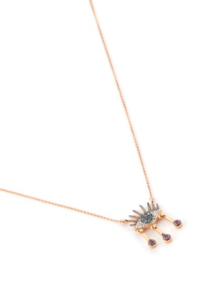 Detail View - Click To Enlarge - BEE GODDESS - Diamond Ruby 14k Rose Gold Eye Pendant Necklace