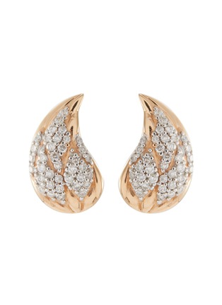 Main View - Click To Enlarge - BEE GODDESS - ‘Lotus Lakshmi' Diamond Rose Gold Stud Earrings