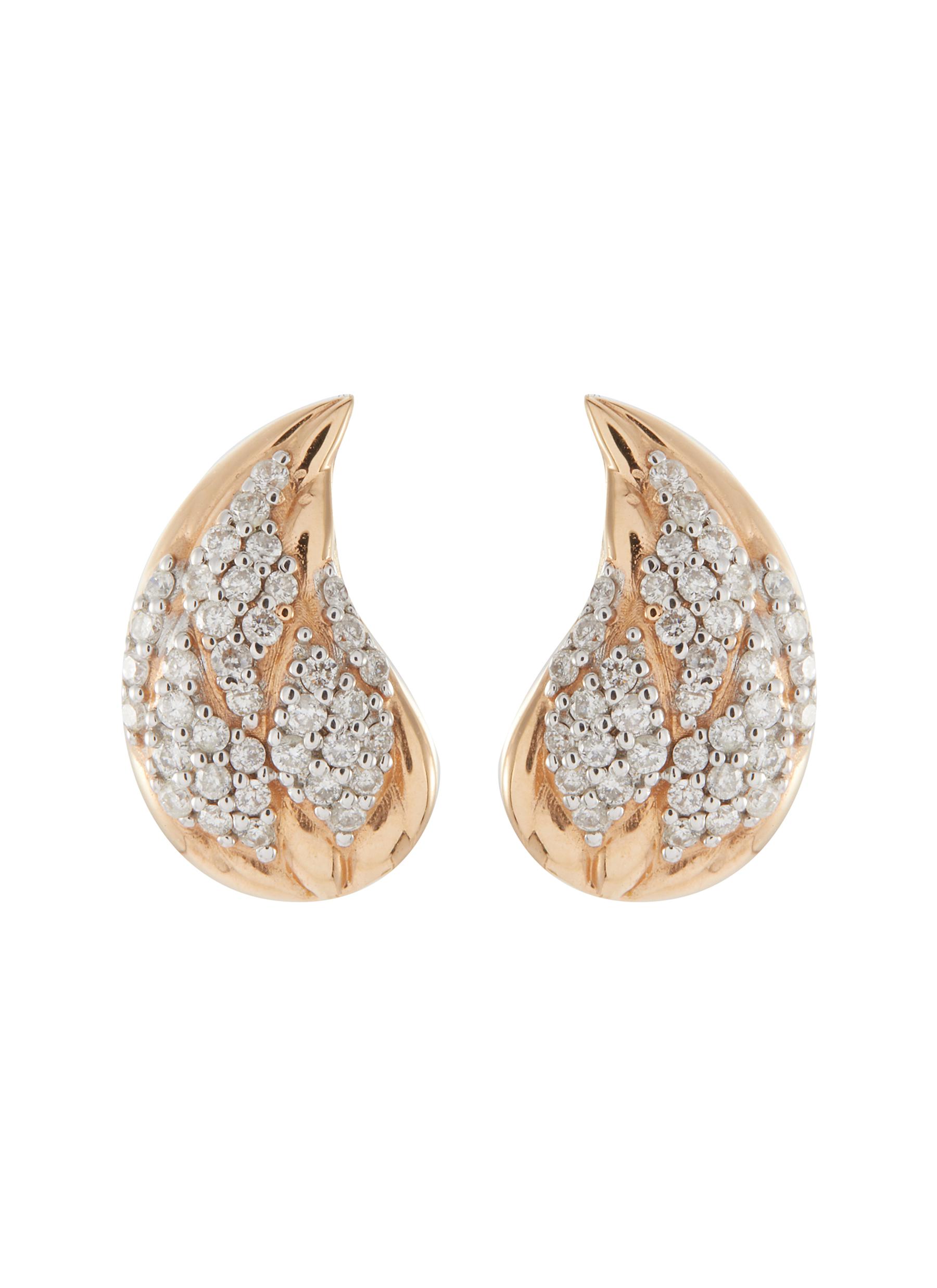 BEE GODDESS 'Lotus Lakshmi' Diamond Rose Gold Stud Earrings