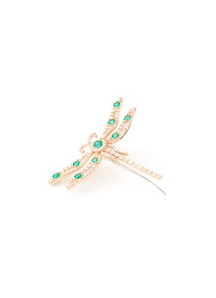 Detail View - Click To Enlarge - BEE GODDESS - ‘Secret Garden' Diamond Emerald 14k Gold Dragonfly Brooch