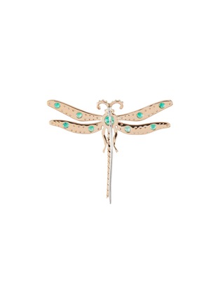 Figure View - Click To Enlarge - BEE GODDESS - ‘Secret Garden' Diamond Emerald 14k Gold Dragonfly Brooch
