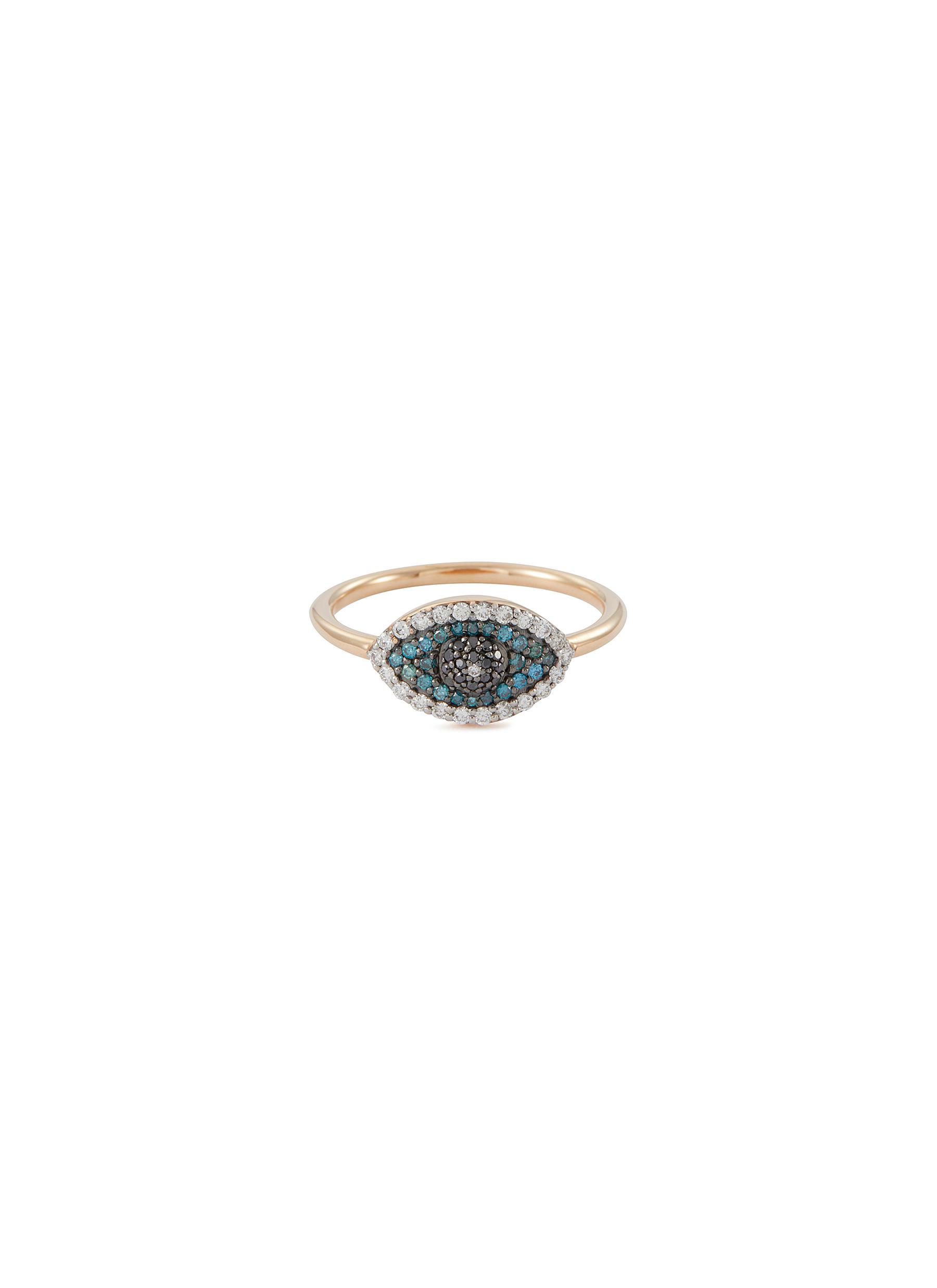 BEE GODDESS Diamond 14k Rose Gold Eye Light Ring