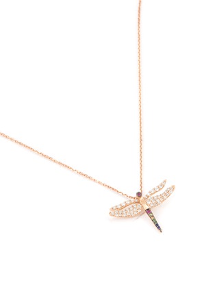 Detail View - Click To Enlarge - BEE GODDESS - ‘Secret Garden' Diamond Sapphire Ruby 14k Gold Dragonfly Necklace