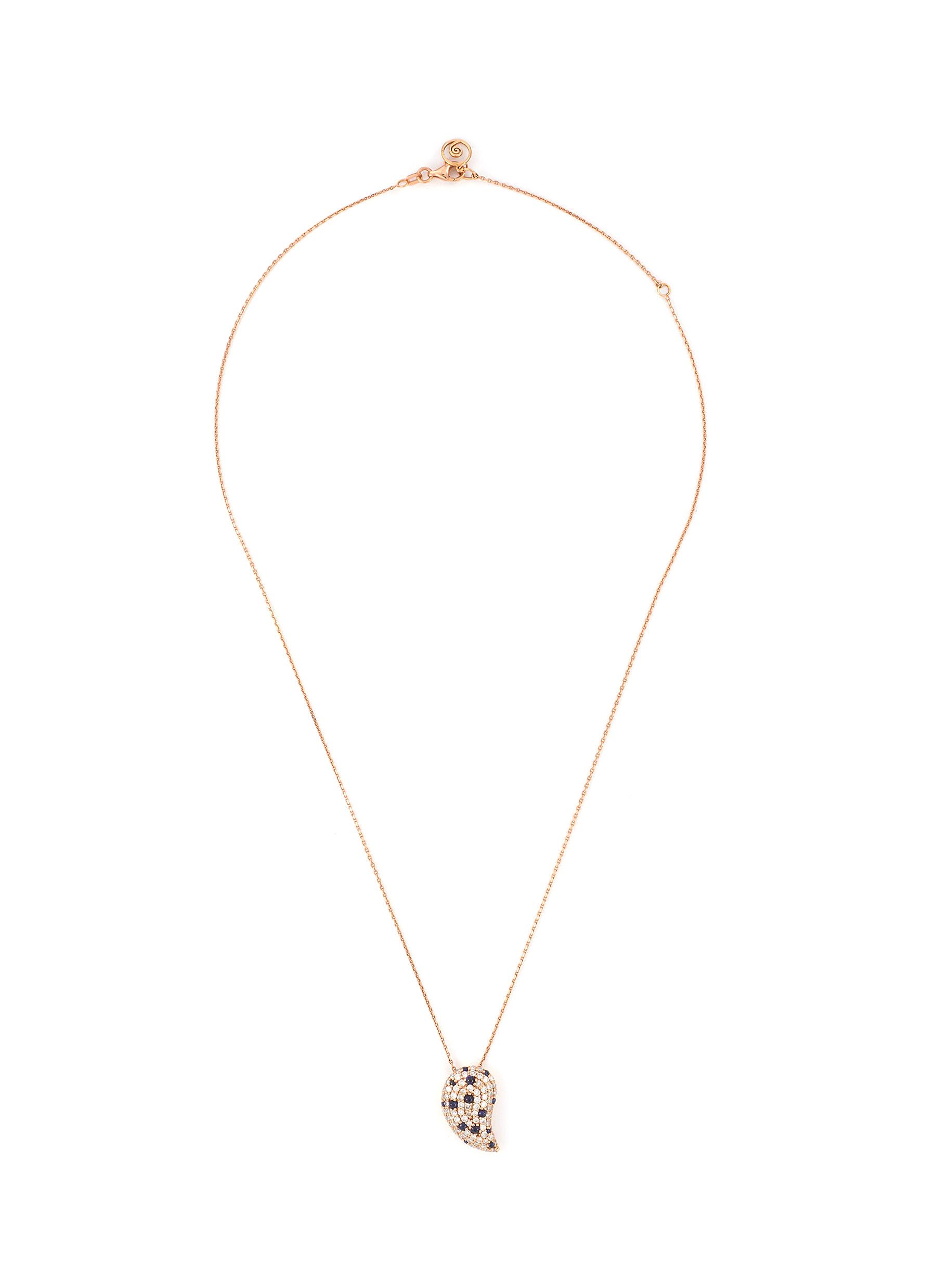 BEE GODDESS 'Lotus Lakshmi' Diamond Sapphire 14k Rose Gold Pendant Necklace