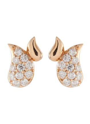 Main View - Click To Enlarge - BEE GODDESS - ‘Lotus Lakshmi' Diamond 14k Rose Gold Stud Earrings