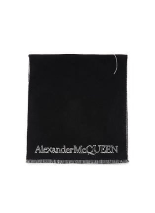 Detail View - Click To Enlarge - ALEXANDER MCQUEEN - AMQ LOGO THREADED WOOL SCARF