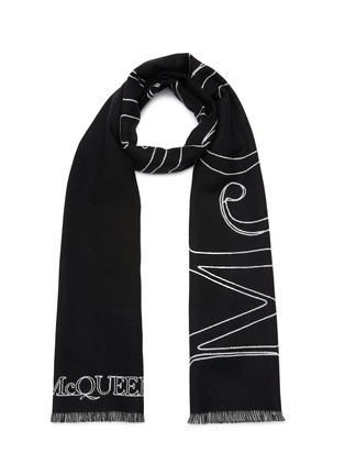 Main View - Click To Enlarge - ALEXANDER MCQUEEN - AMQ LOGO THREADED WOOL SCARF