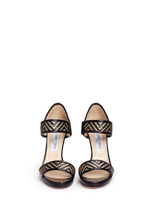 Figure View - Click To Enlarge - JIMMY CHOO - 'Alana' Lurex basketweave leather sandals