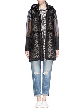 Main View - Click To Enlarge - MONCLER - Organza overlay hooded down jacket