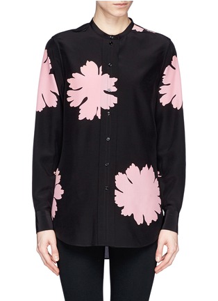 Main View - Click To Enlarge - ALEXANDER MCQUEEN - Floral silhouette silk crepe blouse