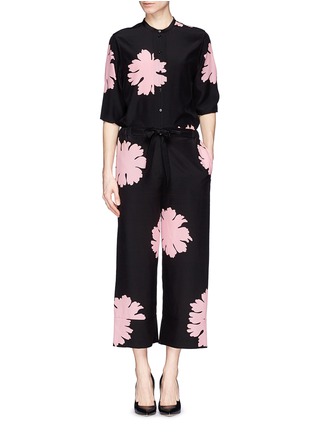 Figure View - Click To Enlarge - ALEXANDER MCQUEEN - Floral silhouette silk crepe blouse