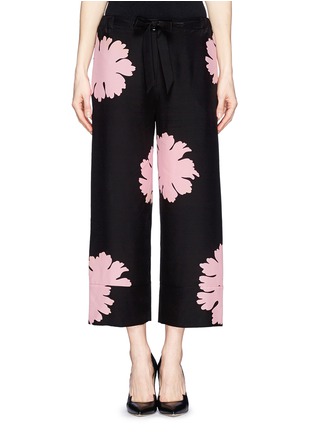 Main View - Click To Enlarge - ALEXANDER MCQUEEN - Floral silhouette silk crepe drawstring pants