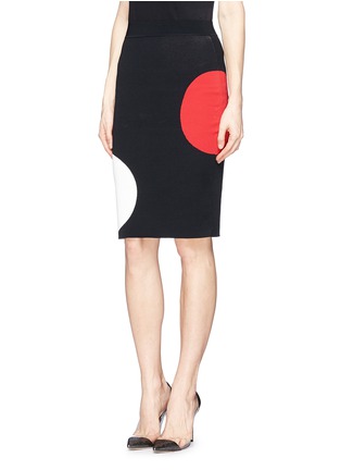 Front View - Click To Enlarge - ALEXANDER MCQUEEN - Polka dot knit pencil skirt