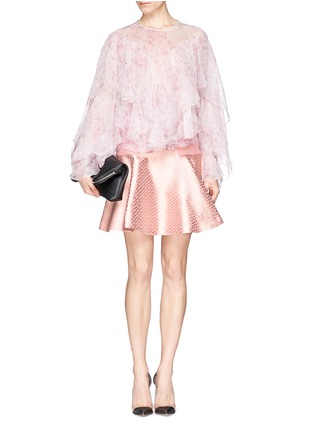 Figure View - Click To Enlarge - ALEXANDER MCQUEEN - Square dot jacquard flare skirt