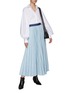Figure View - Click To Enlarge - MADE IN TOMBOY - ‘Soleil' duo-tone pleated denim midi skirt