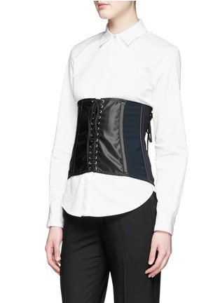 Front View - Click To Enlarge - - - Nylon panel lace tie corset
