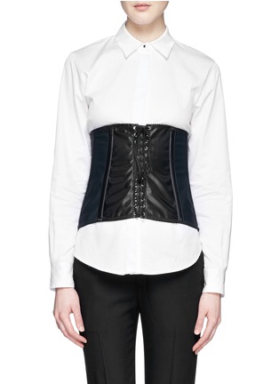 Main View - Click To Enlarge - - - Nylon panel lace tie corset