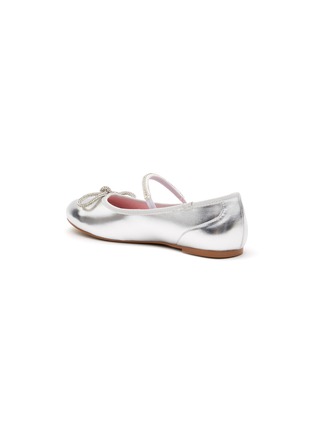 Detail View - Click To Enlarge - WINK - ‘Soda Pop Glam’ Crystal Bow Kids Leather Ballerinas