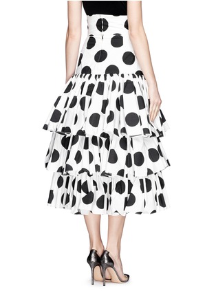 Back View - Click To Enlarge - - - Paint effect polka dot high waist tier skirt
