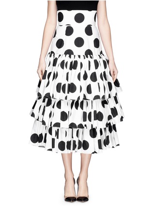 Main View - Click To Enlarge - - - Paint effect polka dot high waist tier skirt