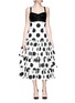 Figure View - Click To Enlarge - - - Paint effect polka dot high waist tier skirt