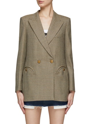 Main View - Click To Enlarge - BLAZÉ MILANO - ‘Everyday’ Woven Button Round Slash Pocket Chequered Double-Breasted Blazer