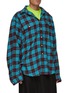 BALENCIAGA - OVERSIZED CHECK FLANNEL TWO IN ONE COTTON SHIRT