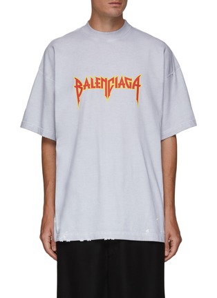 Main View - Click To Enlarge - BALENCIAGA - Vintage Metal Logo Cotton Crewneck T-Shirt
