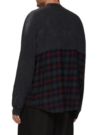 Back View - Click To Enlarge - BALENCIAGA - OVERSIZED CHECK FLANNEL PATCHED COTTON T-SHIRT